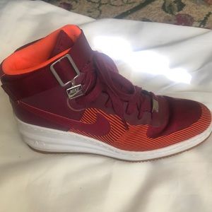 Nike Lunar Air Force 1’s Sky High Jacquard Red 654849-600 (Like New Rare)